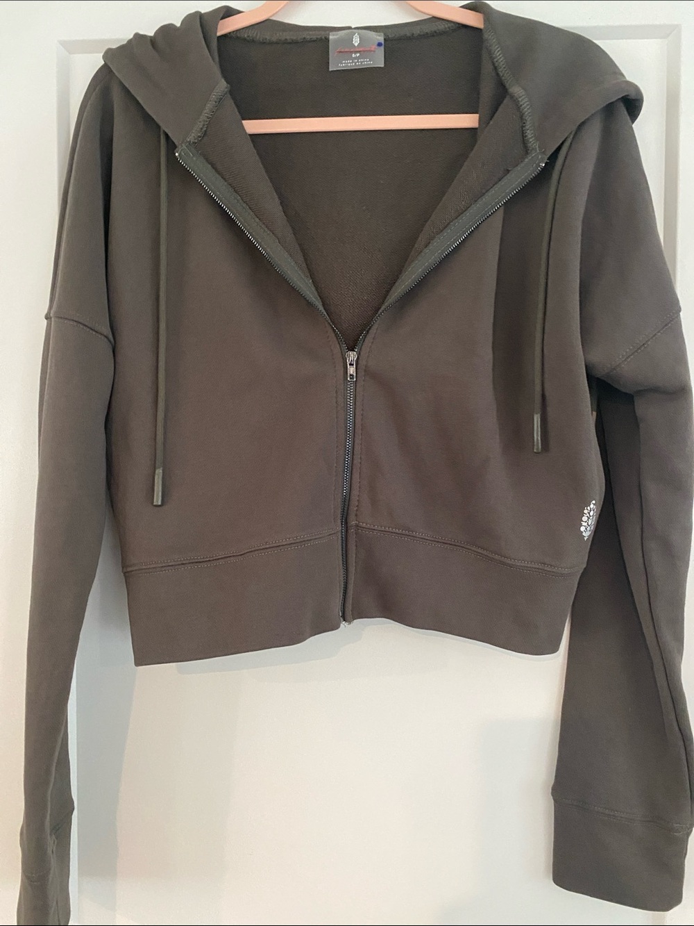 NWOT FP Movement by Free People Charcoal zip Hoodie W/DETAILED BACK